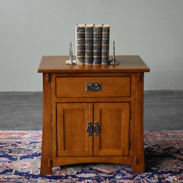 Crafters And Weavers Mission Style Solid Oak Nightstand Michael S Cherry Stain Chairish