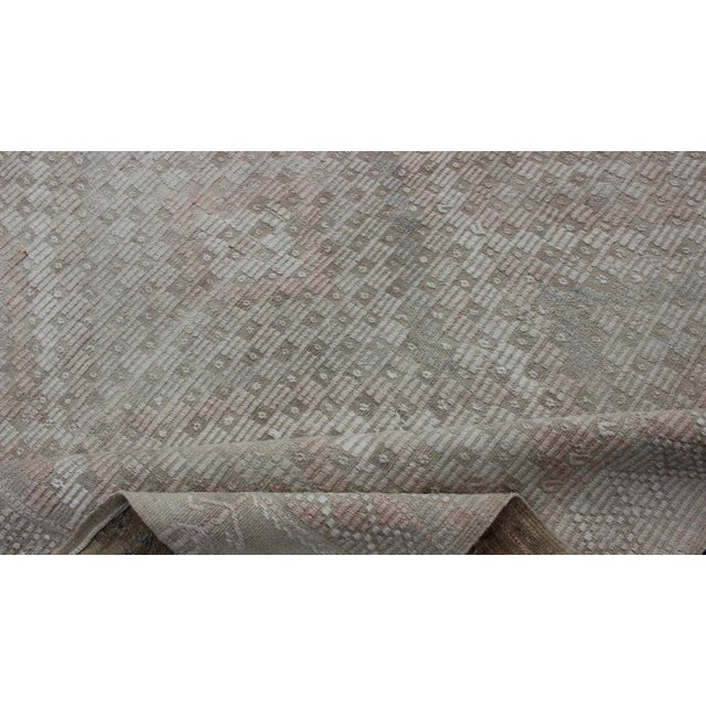 Vintage Turkish Embroidered Rug With Geometric Diamond Design in Neutral Tones For Sale - Image 11 of 13