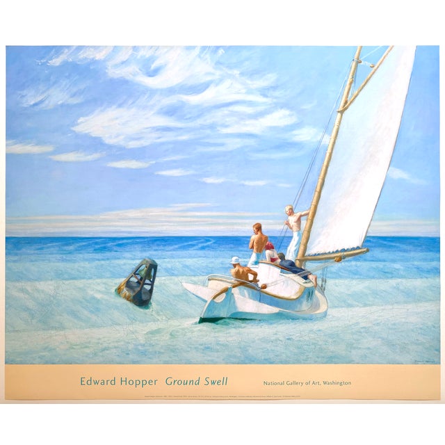 Edward Hopper Vintage 1990's Realist Offset Lithograph Print Museum Poster " Ground Swell " 1939 For Sale - Image 10 of 10