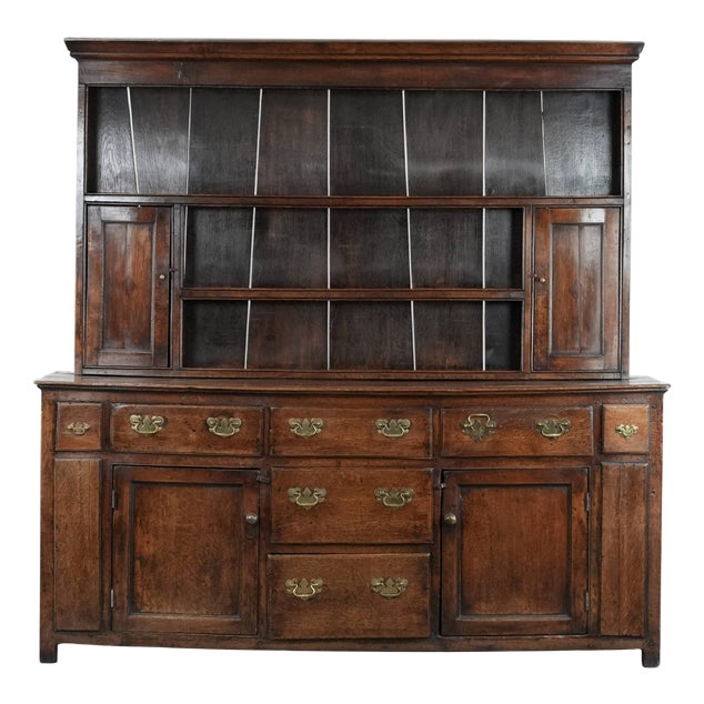 Large Antique English Oak Cupboard, 1700s For Sale