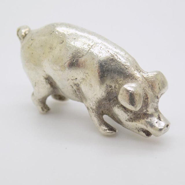 1970s Vintage Italian Silver Pig Piggy Figurine, 1970s For Sale - Image 5 of 12
