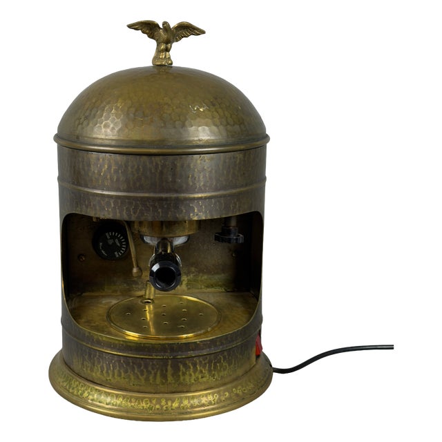 Vintage Espresso Coffee Machine in Hammered Brass by Victoria Arduino, 1950 For Sale