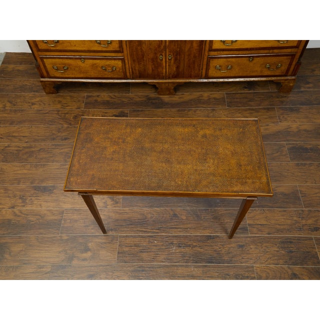 French Restauration Period 1820s Side Table with Leather Top and Lateral Drawer For Sale - Image 4 of 10