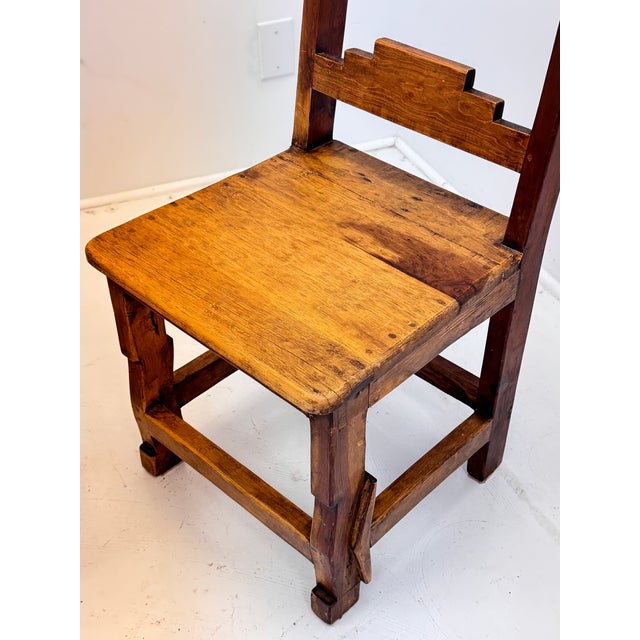 Pair of Mid-Century Mexican Rustic Pine Chairs With Carved Razor Blade Backs and Legs For Sale - Image 13 of 16