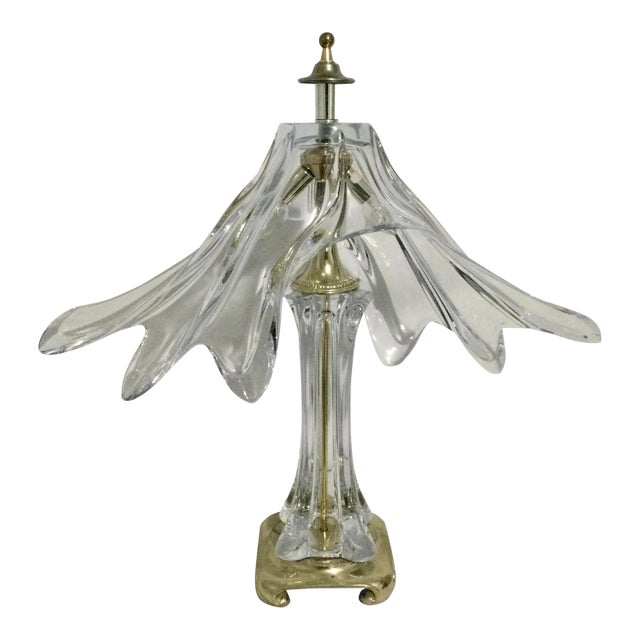 Vintage Cofrac Art Verrier France Crystal Large Tabel Lamp For Sale