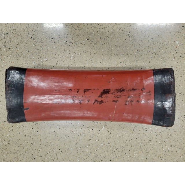 19th Century Chinese Lacquered Leather Opium Pillow / Headrest For Sale In Milwaukee - Image 6 of 6