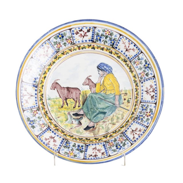 White Large Santanna Earthenware Plate For Sale - Image 8 of 8