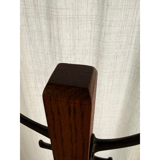 Mid 20th Century Antique Mission Style Solid Oak Standing Hall Tree With Four Double Hooks For Sale - Image 5 of 10