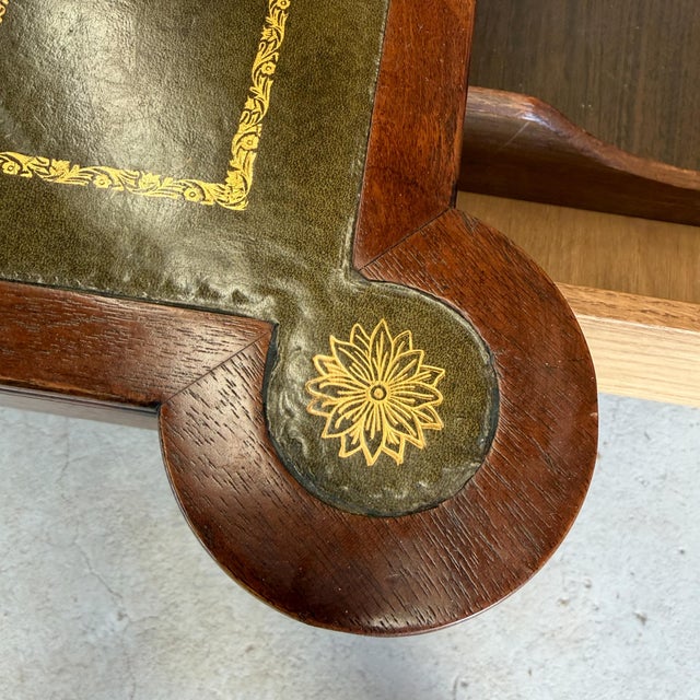 Vintage Baker Furniture Mahogany Tooled Leather Partners Desk English Regency For Sale In San Diego - Image 6 of 18