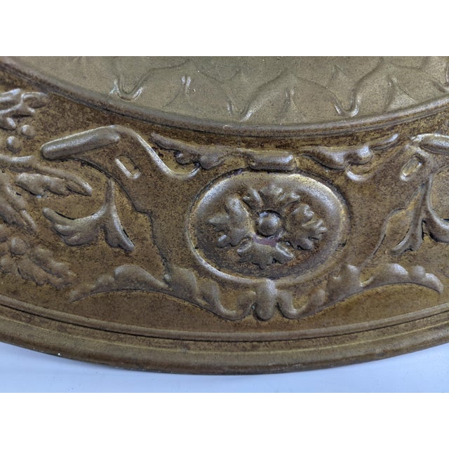 Mid 20th Century Vintage English Embossed Brass Wall Charger With Horse-Drawn Coach Scene, 23" For Sale - Image 5 of 15