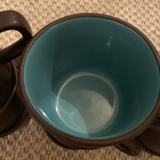 1970s Jones Roberts Bristol Blue Terra Stone Snack Lunch Plate Dinnerware, 24 Pieces For Sale - Image 9 of 13