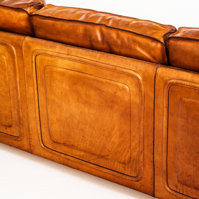 Vintage Camel Buffalo Leather Club Sofa from Roche Bobois, France, 1980s For Sale - Image 18 of 18
