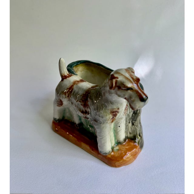 Off-white 1950's Wire Hair Fox Terrier Dog Ceramic Vase, Planter For Sale - Image 8 of 17