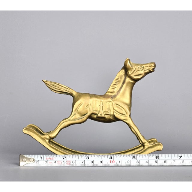 Mid-Century Modern Vintage Solid Brass Rocking Horse Figurine For Sale - Image 3 of 4
