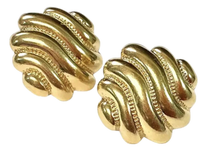Pair of 14k Yellow Gold Sculptural Earrings Vintage