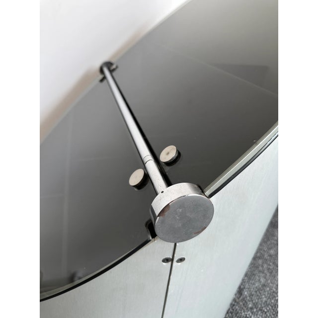 Mid-Century Modern Space Age Dry Bar Cart Stainless Steel and Glass, Italy, 1970s For Sale - Image 3 of 13