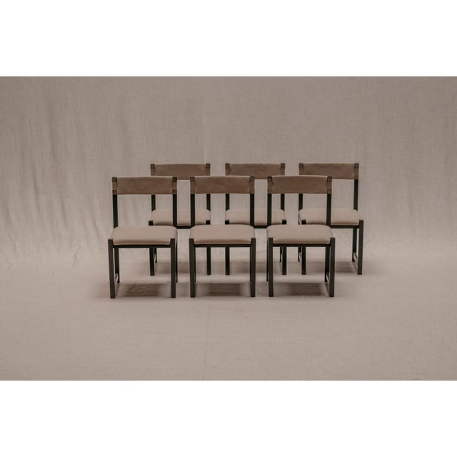 Modern Vintage Brutalist Dining Chairs by Emiel Veranneman for De Coene, 1970s, Set of 6 For Sale - Image 3 of 16