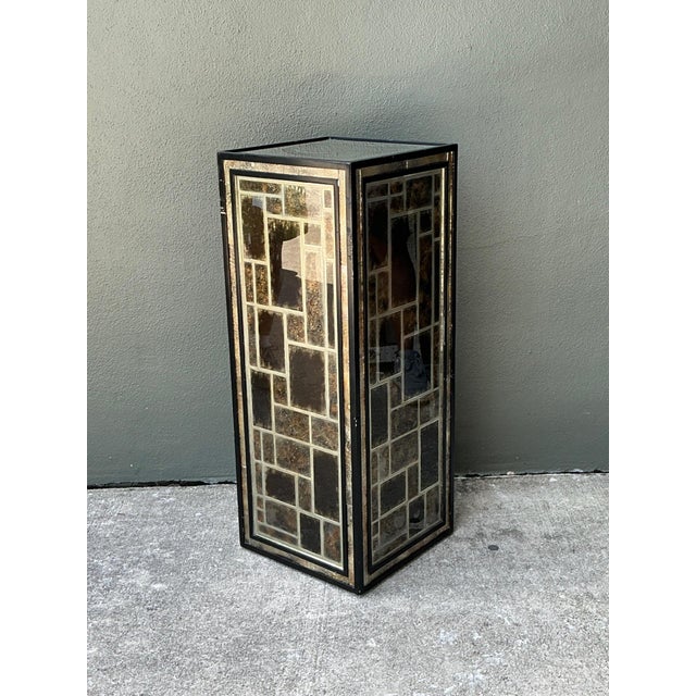 Mid 20th Century Vintage Eglomise Geometric Glass Pedestal For Sale - Image 5 of 17