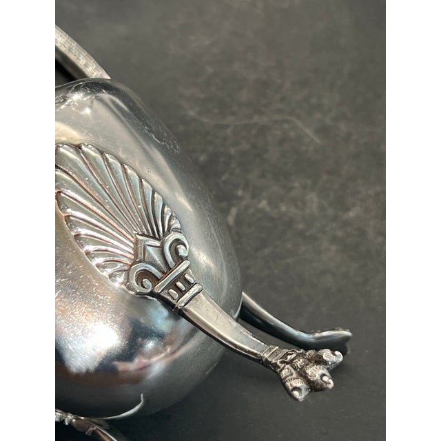 Antique Neoclassical French Silver-Plate Teapot Set Creamer & Sugar Box- 3 Pieces For Sale - Image 11 of 12