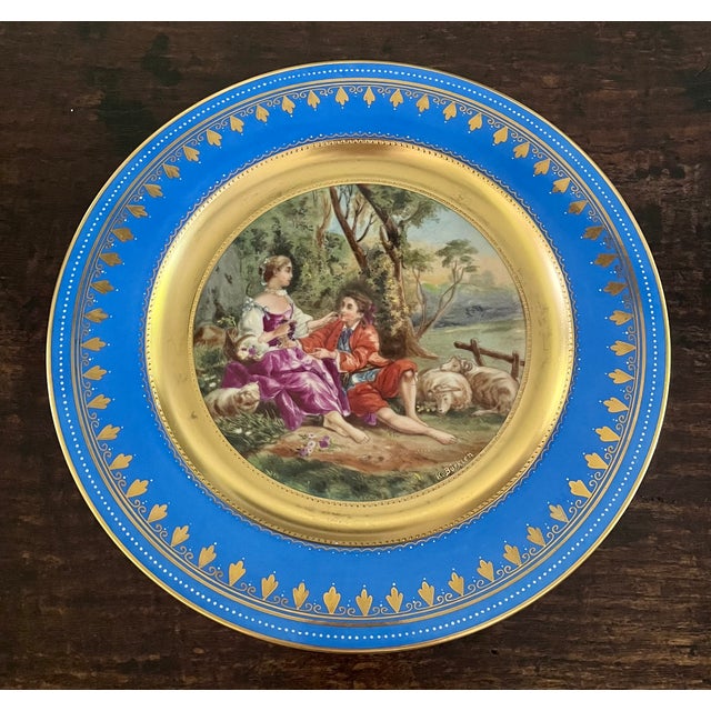 Antique 19th C. Royal Vienna Style 10.5" Cobalt & Gilt Signed Cabinet Plates - Set of 6 For Sale - Image 4 of 18