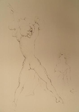 Leonor Fini, The Astrologer, Nude, Original Signed Engraving