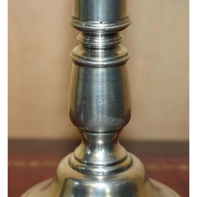 Large Pewter Candleholder Table Lamp, Italy For Sale - Image 6 of 11
