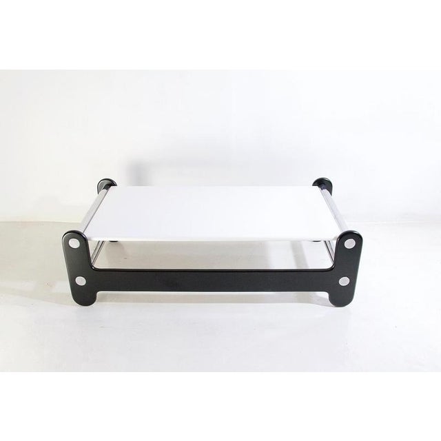 Black and White Coffee Table in Lacquered Wood and Chrome, Italy, 1970s For Sale - Image 4 of 9