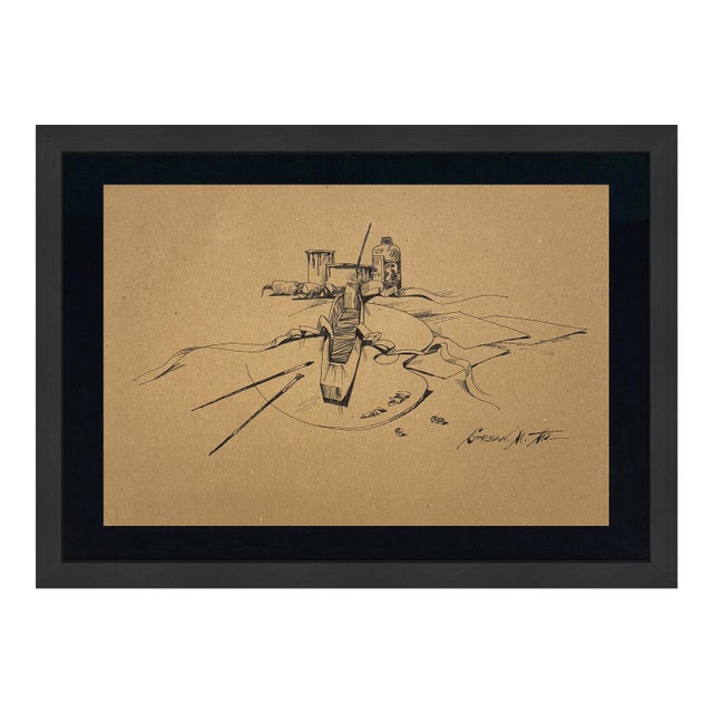Michael Gorban, Untitled Original Drawing on Board, Hand Signed, 14 X 17 In. Framed For Sale