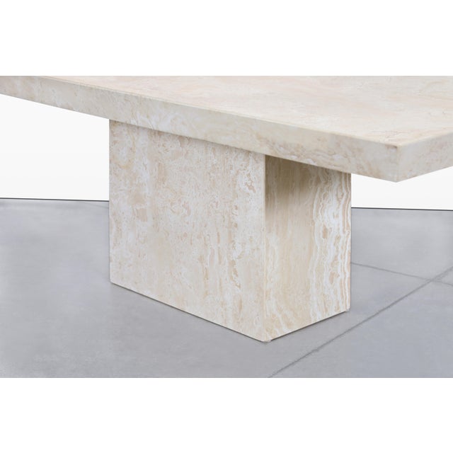 1980s Italian Modernist Travertine Dining Table For Sale - Image 9 of 12
