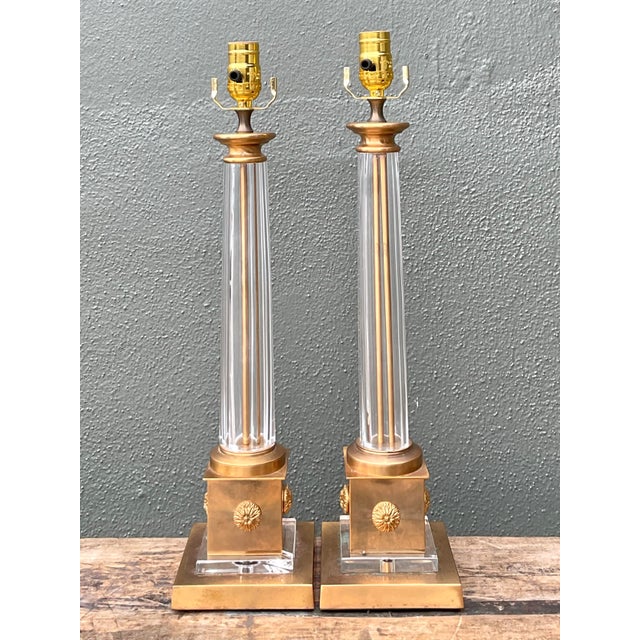 Late 20th Century Vintage Neoclassical Glass Lamps - A Pair For Sale - Image 5 of 12