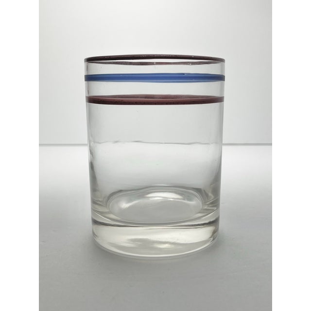 Anchor Hocking 1970s Vintage Anchor Hocking Blue & White Striped Cocktail Tumbler Glasses - Set of 5 For Sale - Image 4 of 5