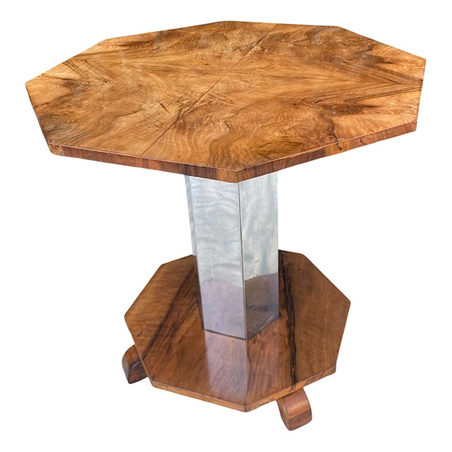 Art Deco Walnut and Chrome Coffee Table, 1930s For Sale