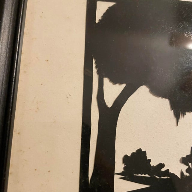 1990s 1990s Woman Gardening Silhouette in Black Frame For Sale - Image 5 of 7