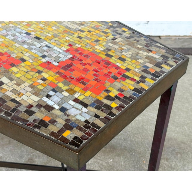 Bronze Mid-Century Modern Bronze and Murano Glass Mosaic Trapezoid Side Table in the Manner of Mosaic House / Vladimir Kagan For Sale - Image 8 of 12