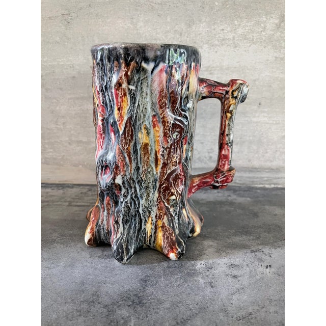 Vintage Faux Bois Majolica Pitcher & Mug Set- 7 Pieces For Sale - Image 10 of 13