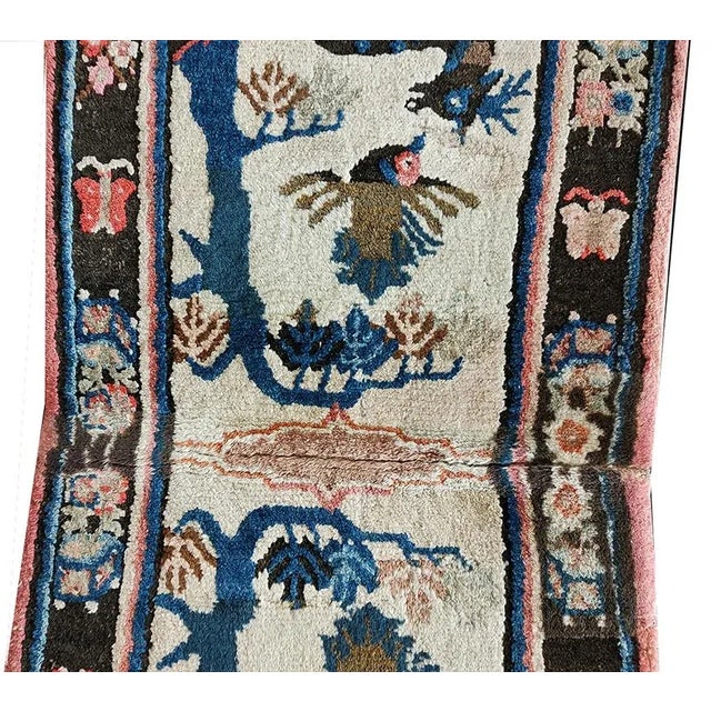 1930s Ivory Animals Antique Chinese Horse 2' 0''x4' 4'' Knotted Wool Carpet Rug For Sale - Image 4 of 9