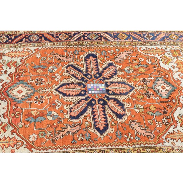 Late 18th Century Antique Persian Serapi Rug 5'1'' x 6'11'' For Sale - Image 4 of 12
