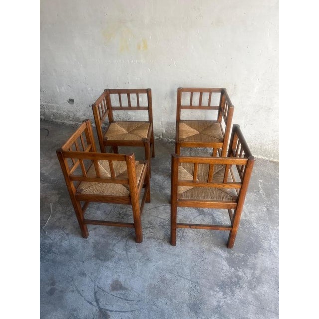 Brutalist Oak Armchairs, 1950s, Set of 4 For Sale - Image 6 of 11