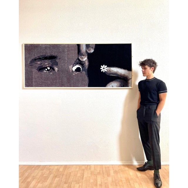2020s Cedric Vu "Grwm" Horizontal Tufted Yarn Self Portrait, Face Fragments, Dark Field, Contemporary California Textile Art, Pop Art, 2025 For Sale - Image 5 of 8