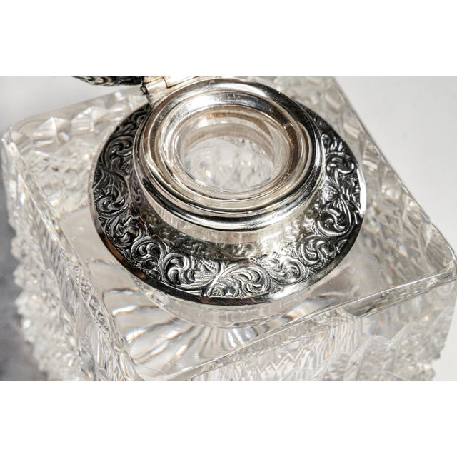 Exceptional Huge Antique Sterling Silver Black, Starr & Frost Cut Crystal Victorian Desk Paperweight Inkwell Luxury Home Decor For Sale In New York - Image 6 of 18