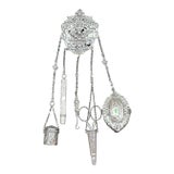 Victorian Jewelry Chatelaine With Five Notions/Accessories Hallmarked English Sterling For Sale