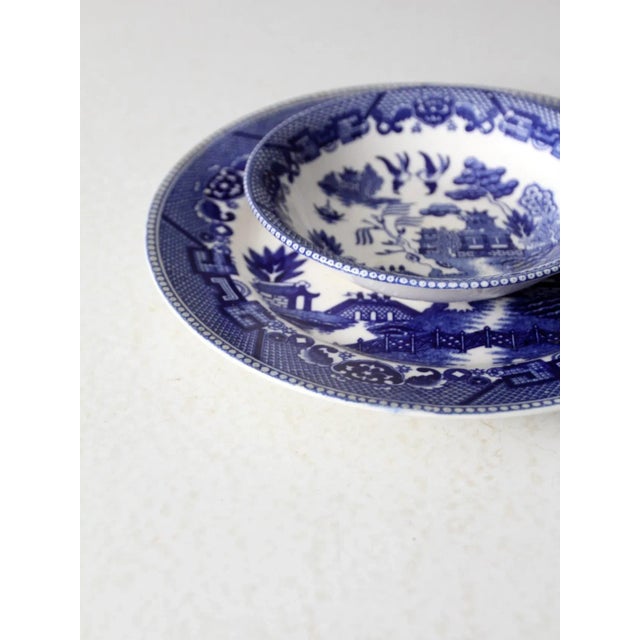 Vintage Japanese Blue Willow Ware Plate and Bowl Set of 2 For Sale - Image 4 of 12