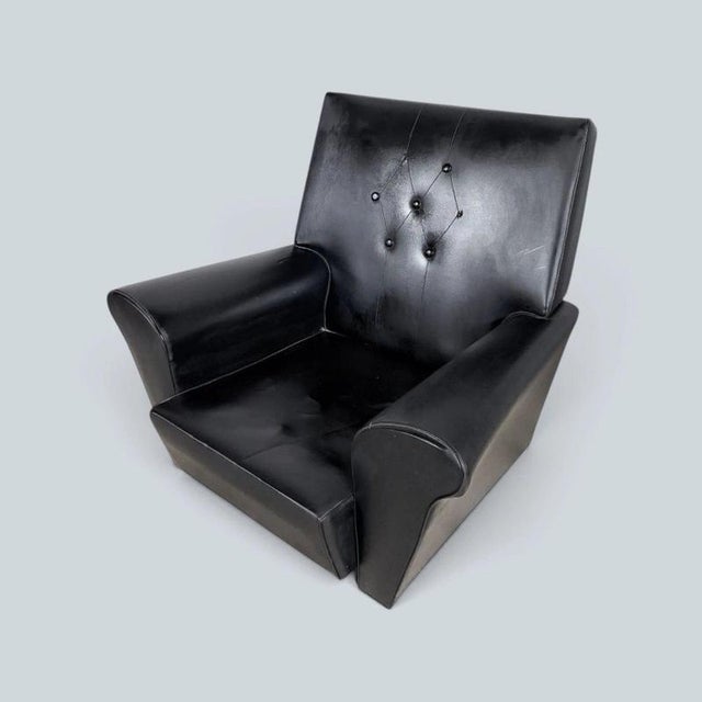 1960s Mid-Century Modern Black Leatherette Club Chair, 1960s For Sale - Image 5 of 5