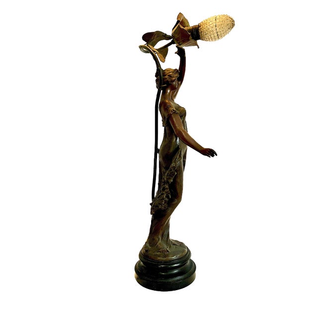 Early 20th Century Art Nouveau Figural Lamp, by Viennese Sculptor Theodor Ullmann For Sale In San Francisco - Image 6 of 13