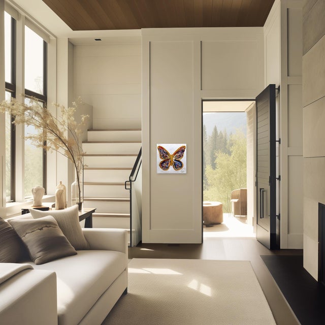 Gold Faith Makes All Things Possible - Impasto Thick Paint Original Butterfly Original Artwork by Cynthia Coulombe-Bégin For Sale - Image 8 of 10