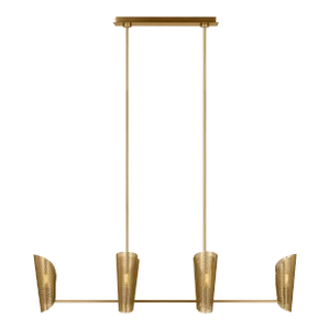 Christiane Lemieux by Visual Comfort Studio Plivot 6-Light Large Linear Chandelier in Burnished Brass