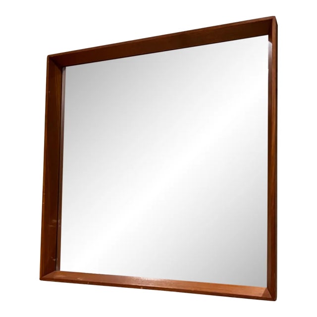 1970s Teak Wall Mirror Style of Pedersen & Hansen Denmark For Sale