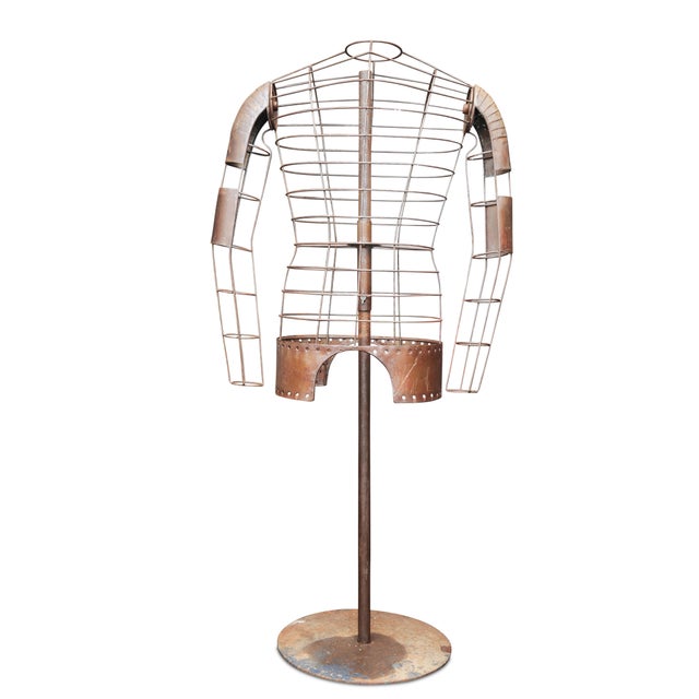 Brown Vintage Patinated Metal Wire Frame Male & Female Mannequins, Set of 2 For Sale - Image 8 of 11