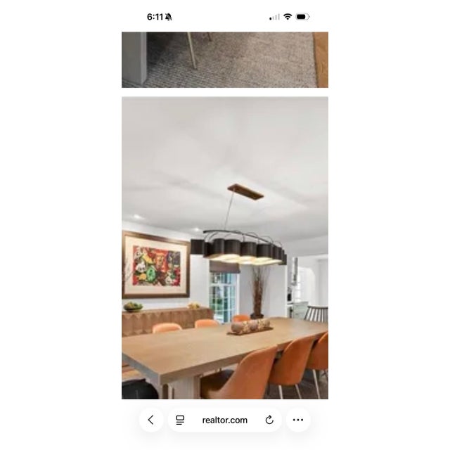 Unique Black modern dining room chandelier Black Metal with gold interior The Marchfield Rectangular Chandelier is tied...