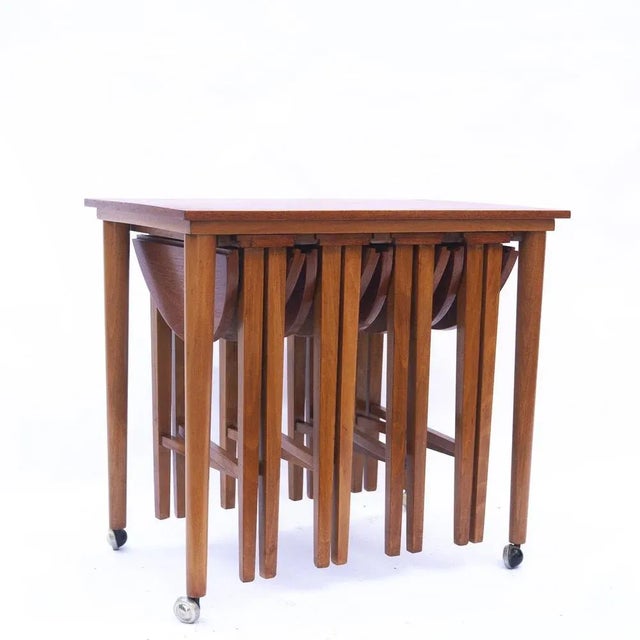 Vintage Nesting Teak Tables attributed to Poul Hundevad for Novy Domov, 1960s, Set of 5 For Sale - Image 5 of 9